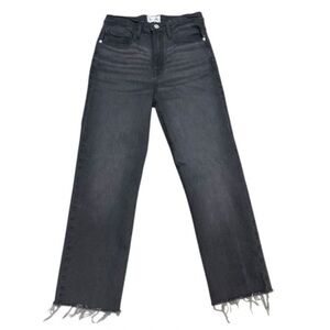 FRAME Le Jane Crop Ankle Straight Slightly Wide Leg  Obsidian Black Jeans.